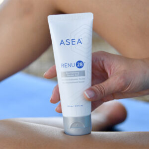 Gel Asea Renu 28 régénération cellulaire peau – tube vu de face – Néonat