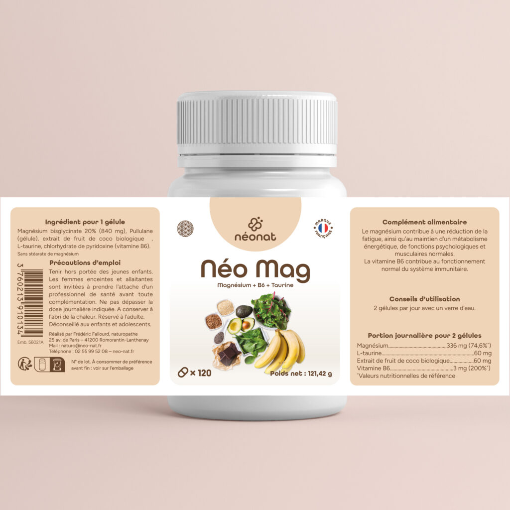 Complément magnésium B6 taurine – étiquette complète – Néonat