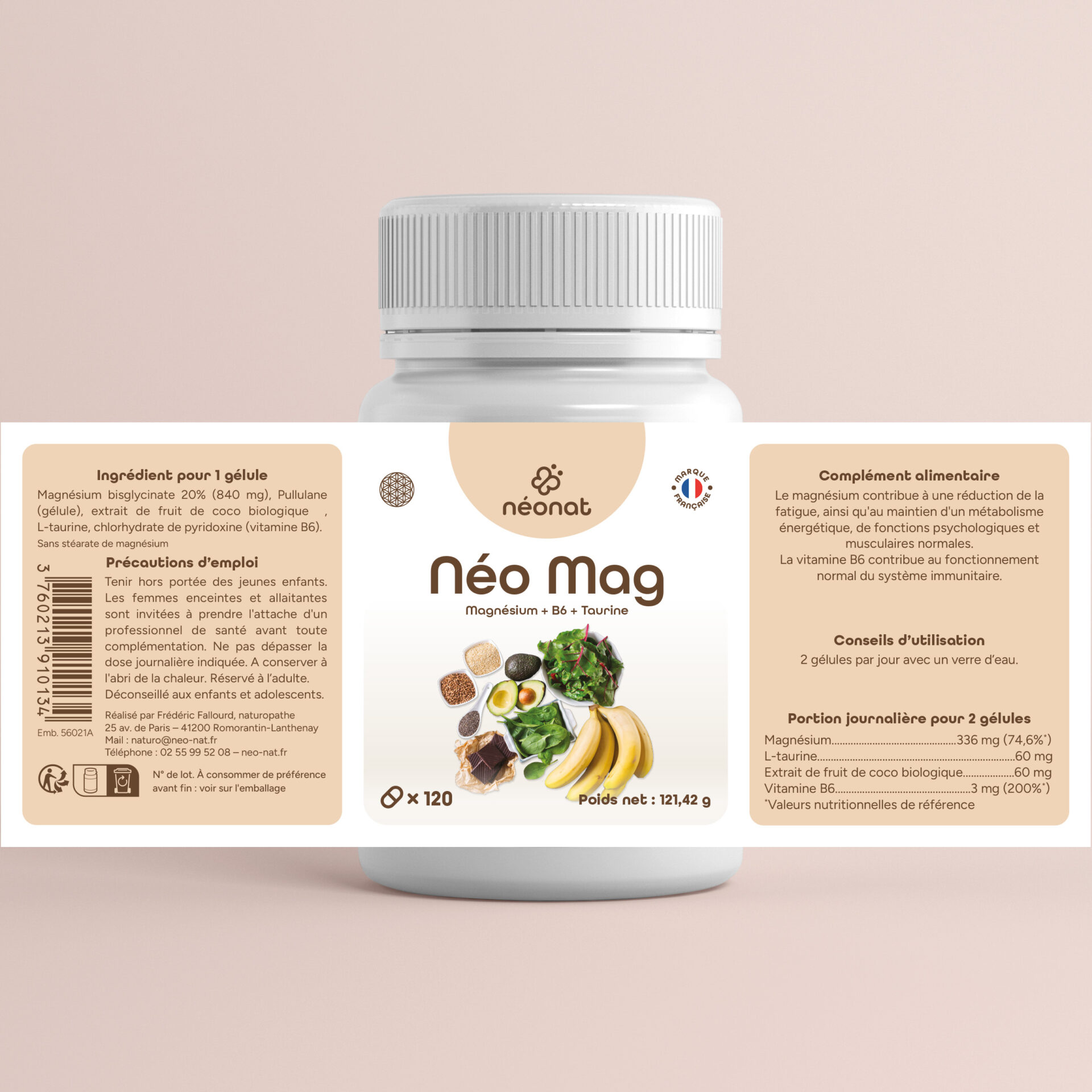 Complément magnésium B6 taurine – étiquette complète – Néonat