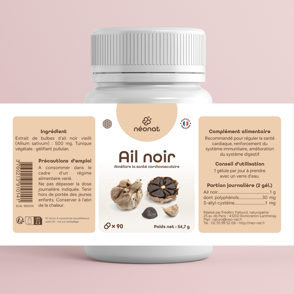 Complément ail noir naturel – étiquette complète – Néonat