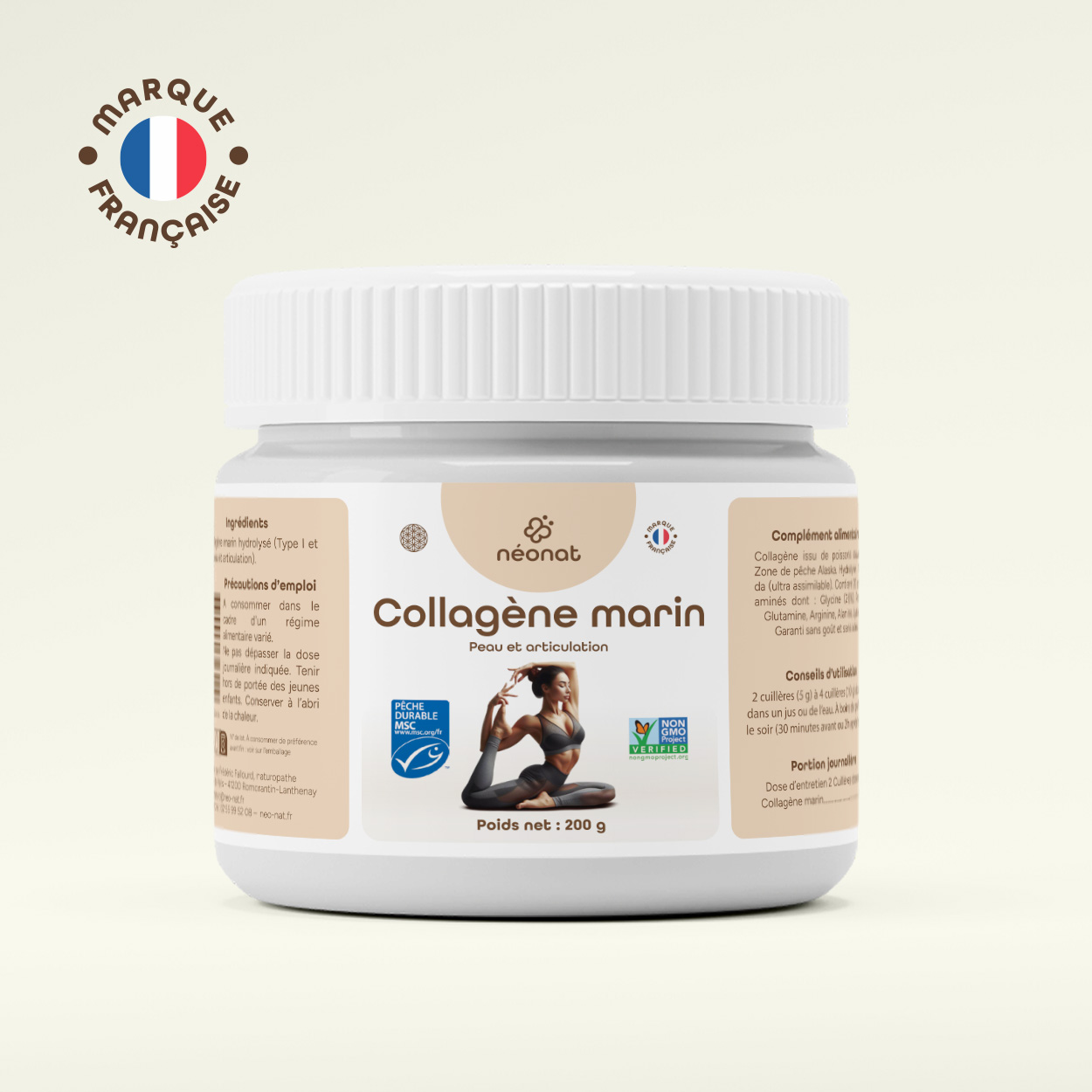 Complément collagène marin poudre – flacon vu de face – Néonat