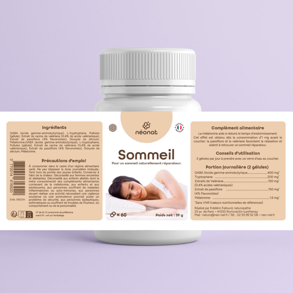 Complément sommeil naturel mélatonine – étiquette complète – Néonat