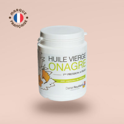 Huile vierge onagre complément acides gras essentiels – flacon vu de face – Néonat