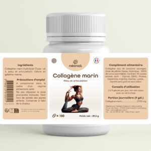 Complément alimentaire Collagène marin – flacon avec étiquette complète – Néonat