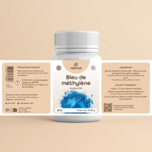Étiquette produit bleu de méthylène USP en gélule