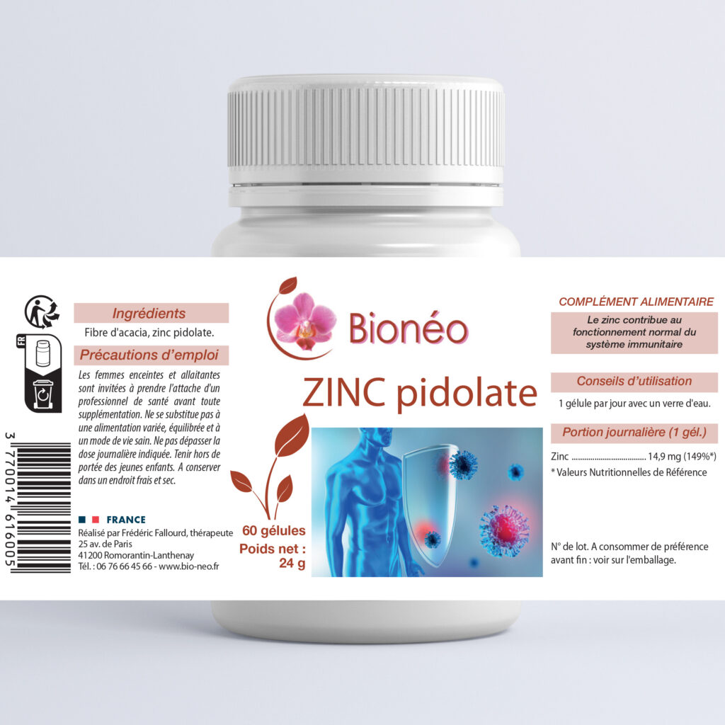 Complément alimentaire Zinc pidolate – flacon avec étiquette complète – Néonat